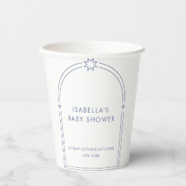 Blue Minimalistisch Boho Arch Baby Dusche Pappbecher