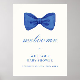 Blue Minimalistisch Bow Boy Baby Dusche Willkommen Poster