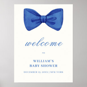 Blue Minimalistisch Bow Boy Baby Dusche Willkommen Poster