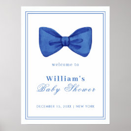 Blue Minimalistisch Bow Frame Baby Dusche Willkomm Poster