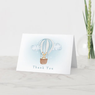 Blue Minimalistisch Bunny Hot Air Ballon Babydusch Dankeskarte