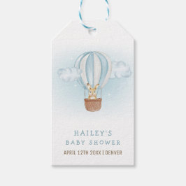 Blue Minimalistisch Bunny Hot Air Ballon Babydusch Geschenkanhänger
