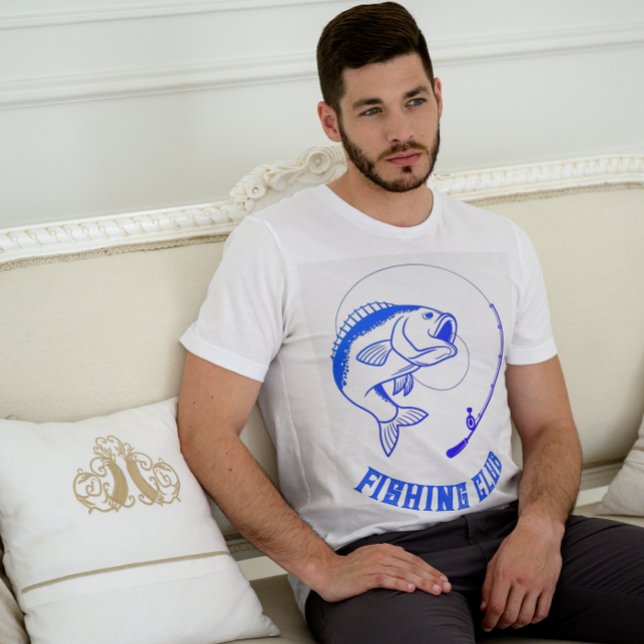 Blue Minimalistisch Fishing Club T - Shirt (Von Creator hochgeladen)