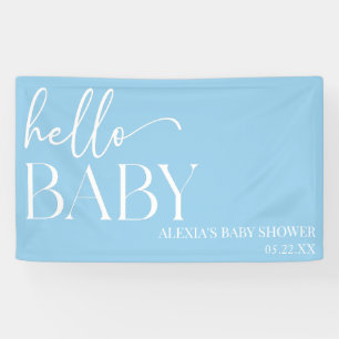 Blue Minimalistisch Hello Baby Dusche Banner