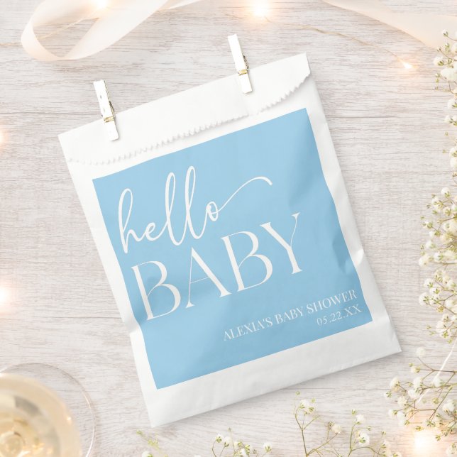 Blue Minimalistisch Hello Baby Dusche Geschenktütchen (Ausgeschnitten)