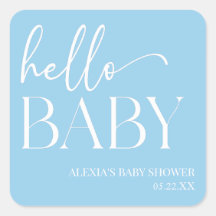 Blue Minimalistisch Hello Baby Dusche