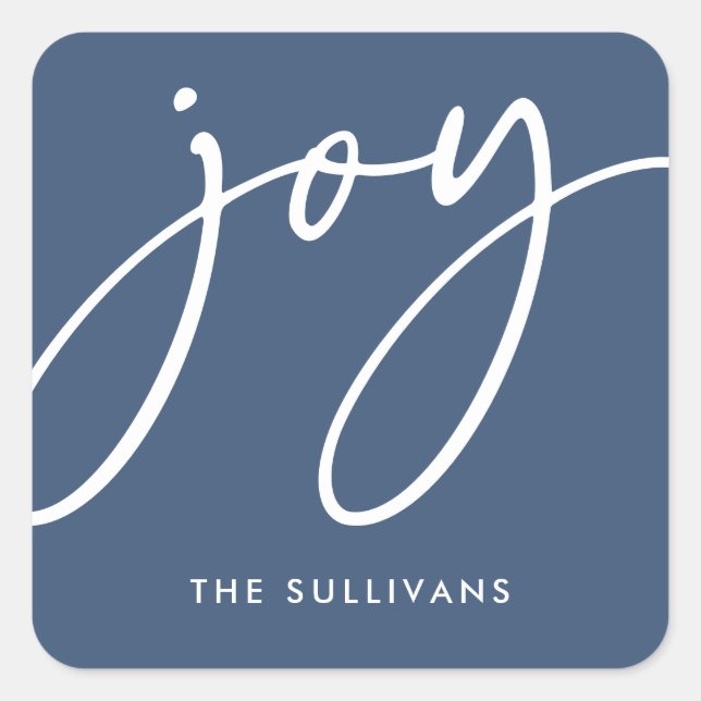 Blue Minimalistisch Joy Holiday Sticker (Vorderseite)
