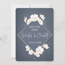 Blue Minimalistisch Save the Date Card