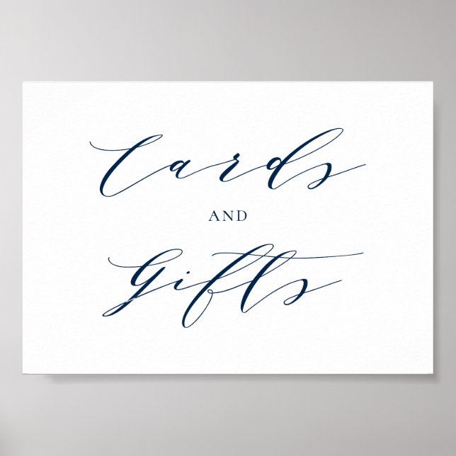 Blue Minimalistisch Script Hochzeitskarten und Ges Poster (Vorne)