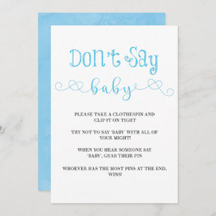 Blue Minimalistisch Script Say Baby Invites nicht