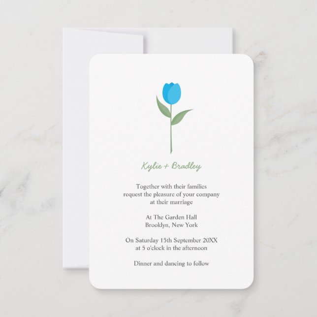 Blue Minimalistisch Tulip Einladung (Rückseite)
