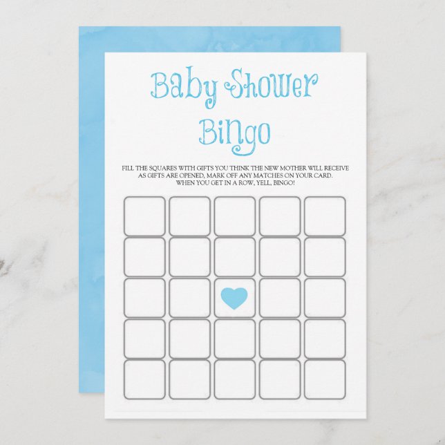 Blue Minimalistisch Typografy Baby Showkarte (Vorne/Hinten)