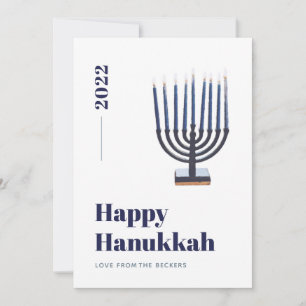 Blue Minimalistisch Watercolor Menorah Candle Hanu Feiertagskarte