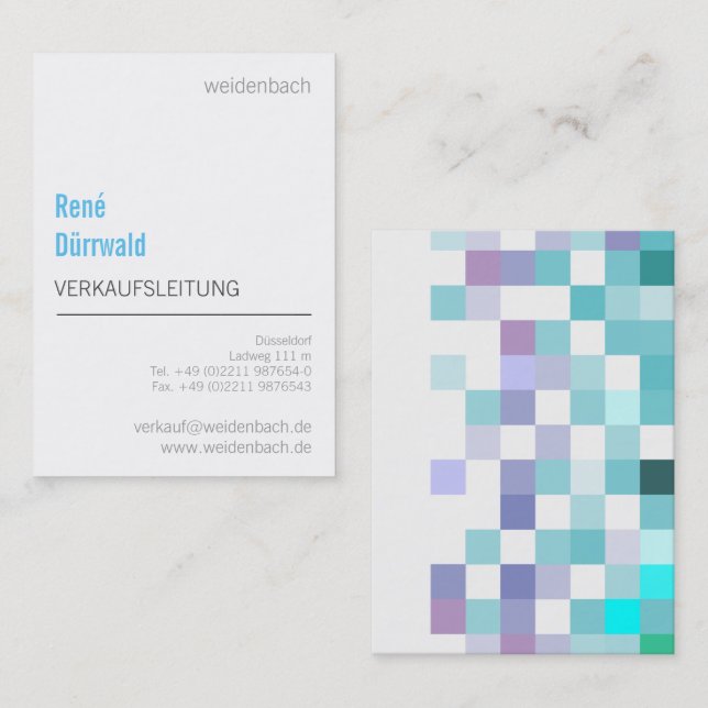 Blue Mint Elegante Moderne Business Card Visitenkarte (Vorne/Hinten)