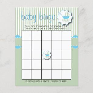 Blue & Mint Green Baby Buggy Dusche - Bingo Flyer