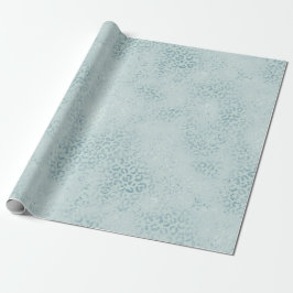 Blue Mint Leopard Print Glitzer Geschenkpapier