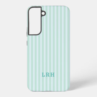 Blue Mint  Stripe Vintage Tiny Initials Monogram Samsung Galaxy Hülle