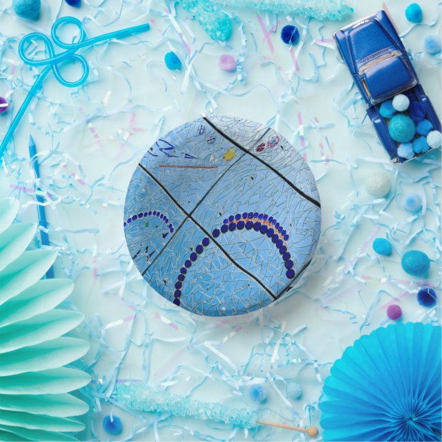 Blue Mirror Mosaic Pappteller (Party)