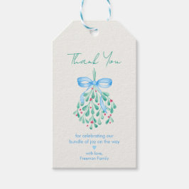 Blue Mistletoe Baby Dusche Danke Tags Geschenkanhänger