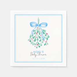 Blue Mistletoe Baby Shower Napkins Serviette