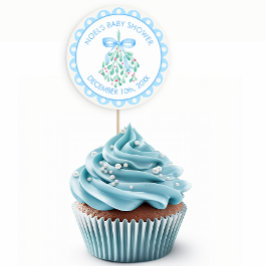 Blue Mistletoe Winter Baby Dusche Runder Aufkleber