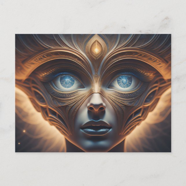 Blue Mit Augen Alien Postkarte (Vorderseite)