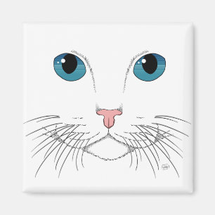 Blue Mit Augen Cat Magnet