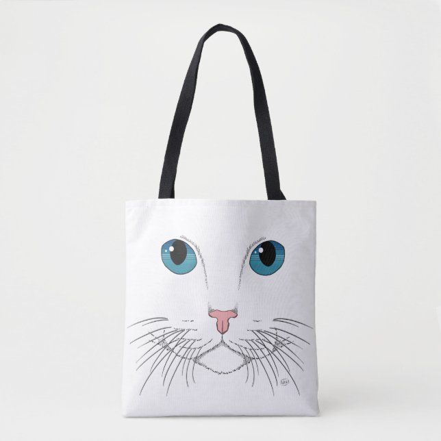 Blue Mit Augen Cat Tote Bag (Vorderseite)