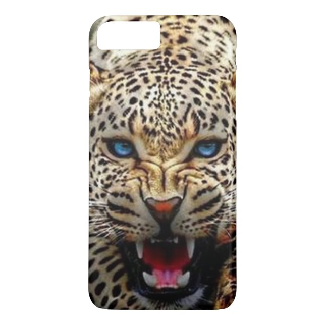 Blue mit Augen Leopard iPhone Case (Rückseite)