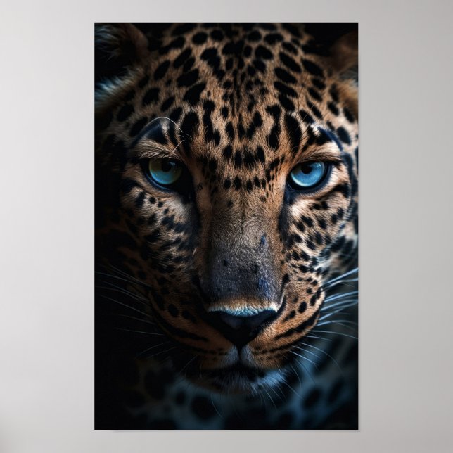 Blue Mit Augen Leopard Poster (Vorne)