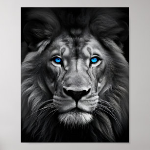 Blue Mit Augen Lion Poster