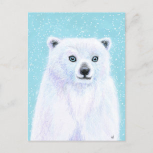 Blue Mit Augen Polar Bear Winter Postkarte