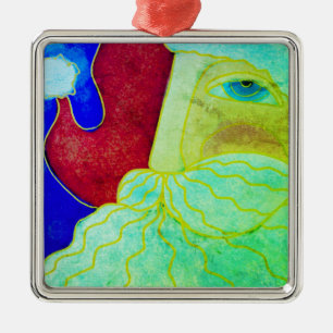 Blue Mit Augen Santa Claus Abstrakte Kunst Ornament Aus Metall