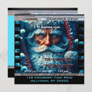 Blue Mit Augen Santa Snowy Schönes Weihnachtsfest Einladung