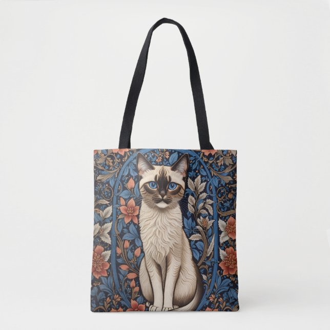 Blue Mit Augen Siamese Cat William Morris Inspirie (Vorderseite)