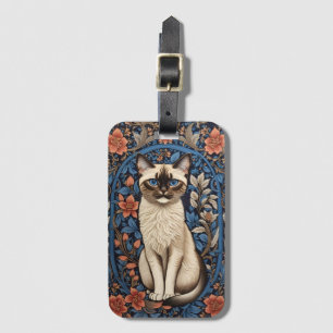 Blue Mit Augen Siamese Cat William Morris Inspirie Gepäckanhänger