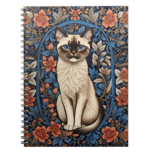 Blue Mit Augen Siamese Cat William Morris Inspirie Notizblock