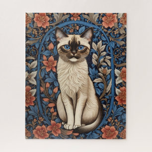Blue Mit Augen Siamese Cat William Morris Inspirie Puzzle