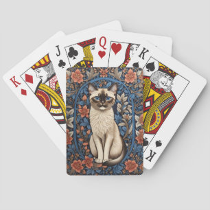 Blue Mit Augen Siamese Cat William Morris Inspirie Spielkarten