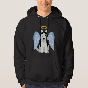 Blue Mit Augen Siberian Husky Angel Dog Hoodie