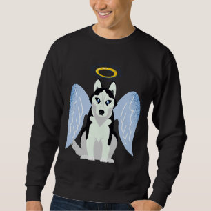 Blue Mit Augen Siberian Husky Angel Dog Sweatshirt