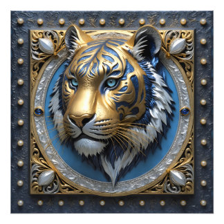 Blue Mit Augen Tiger Fotodruck