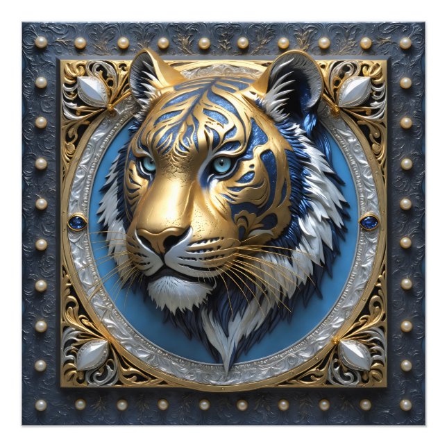 Blue Mit Augen Tiger Fotodruck (Vorne)