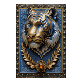 Blue Mit Augen Tiger Poster