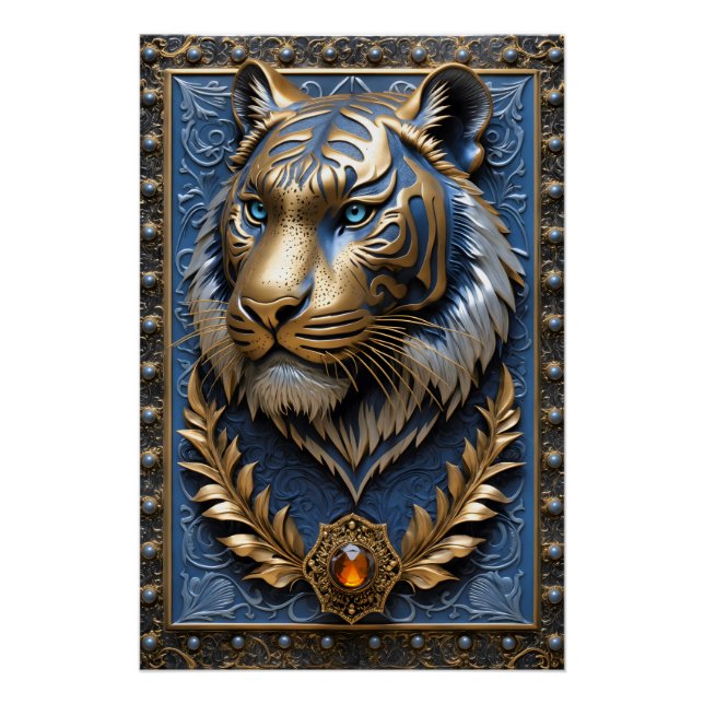 Blue Mit Augen Tiger Poster (Vorderseite)