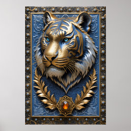 Blue Mit Augen Tiger Poster