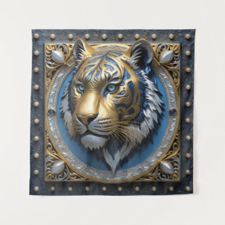 Blue Mit Augen Tiger Wandteppich