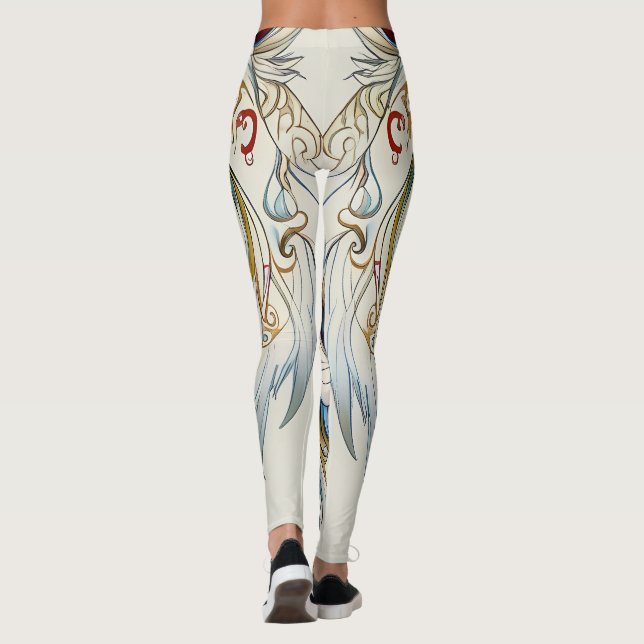 Blue Mit Augen Wolf Dream Catcher Leggings (Rückseite)