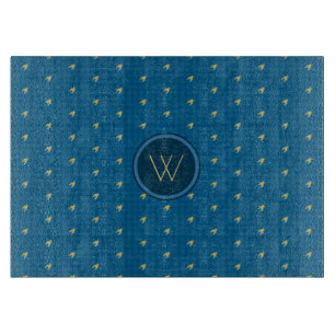 Blue mit Gold Accent Hahnentrittmuster Cutting Boa Schneidebrett
