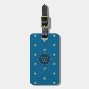 Blue mit Gold Accent Hahnentrittmuster Gepäckmarke Gepäckanhänger
